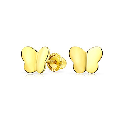 Kleiner Minimalistischer Ohrstecker Aus Echtem 14K Gelbgold Mit Glücksschmetterling Für Frauen, Teenager Und Freundinnen, Mit Sicherer Schraube von Bling Jewelry