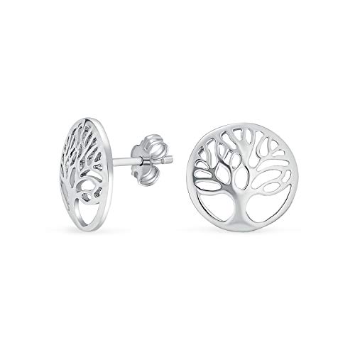 Kleiner Runder Kreis Familie Baum Des Lebens Ohrstecker Für Frauen Teenager Natur Wunschbaum .925 Sterling Silber von Bling Jewelry