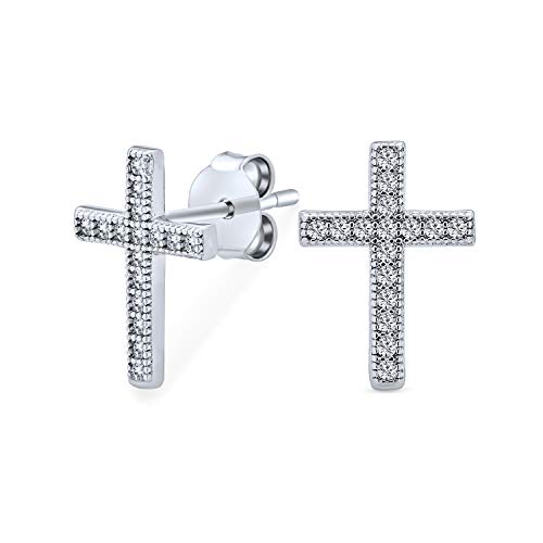 Traditionelle Religiöse Spirituelle Cz Micro Pave Kreuz Ohrstecker Für Frauen Teenager Männer .925 Sterling Silber Cubic Zirconia von Bling Jewelry