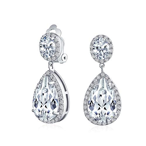 Große Träne Cubic Zirkonia Pave Cz Halo Abschlussball Erklärung Baumeln Clip Auf Ohrringe Für Frauen Versilbertes Messing Große Träne Cubic Zirkonia Pave Cz Halo Abschlussball Erklärung Baumeln Clip Auf Ohrringe Für Frauen Versilbertes Messing von Bling Jewelry