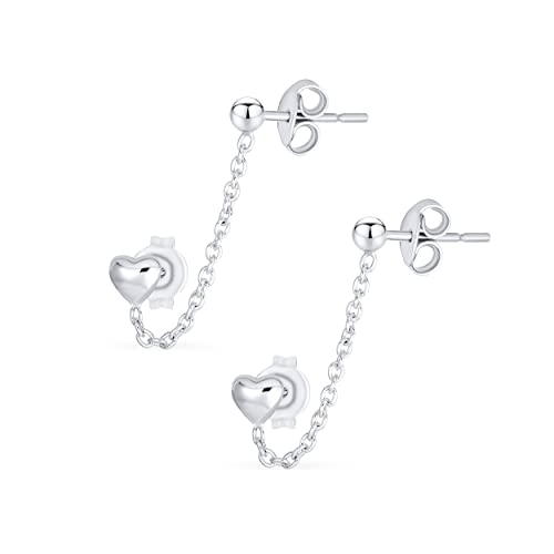 Liebe Doppelt Durchbohrte Mini Herz Knorpel Ohrläppchen Helix Kette & Kugel Ohrstecker Für Frauen .925 Sterlingsilber von Bling Jewelry