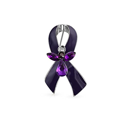 Bling Jewelry Lila Band Alzheimer Epilepsie Bauchspeicheldrüsenkrebs Häusliche Gewalt Bewusstsein Überlebender Schutzengel Kristall Brosche Pin Für Frauen Emaille Silber Vergoldet von Bling Jewelry
