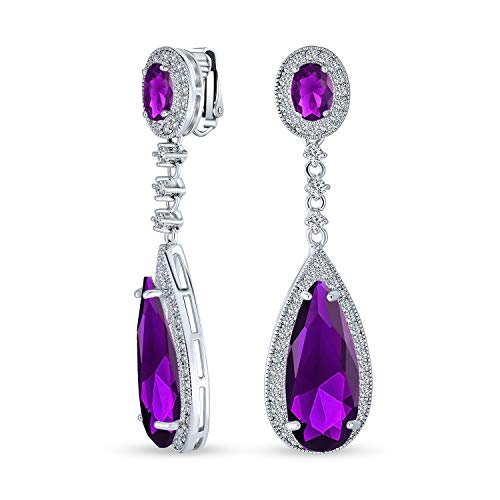 Lila Träne Cubic Zirconia Cz Baumelnd Erklärung Schraube Clip Auf Ohrringe Simuliert Amethyst Versilbert Messing Lila Träne Cubic Zirconia Cz Baumelnd Erklärung Schraube Clip Auf Ohrringe Simuliert Amethyst Versilbert Messing von Bling Jewelry