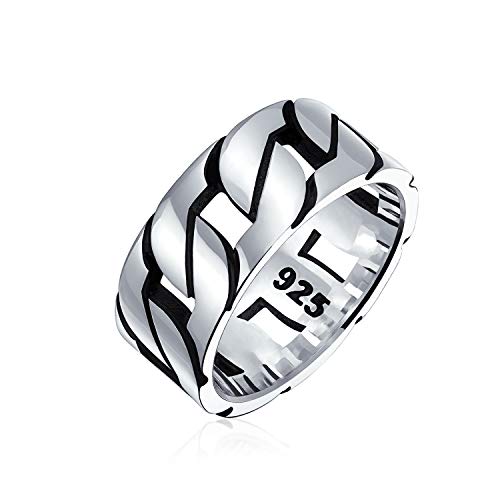 Männer Biker-Schmuck Urban Wide Offen Curb Chain Link Ring Band Für Männer Gothic Tribal Massiv .925 Sterling Silber Handhergestellt In Turkey von Bling Jewelry
