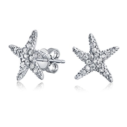 Nautische Ozean Tropische Strand Zirkonia Pave CZ Seestern Ohrstecker Für Frauen .925 Sterling Silber von Bling Jewelry