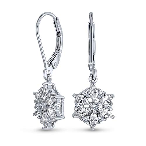 Marquise Cubic Zirkonia Gefrorene Winterurlaubsparty CZ Hängende Schneeflockenohrringe Für Frauen .925 Sterlingsilber Hebelrücken von Bling Jewelry