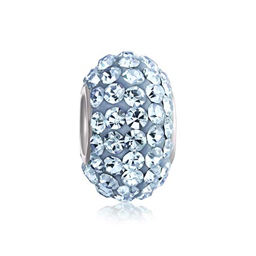 Massivem Hellblauem Kristall Spacer Bead Kern .925 Sterling Silber Passt Europäischen Charmee Armband Für Frauen Für Teenager von Bling Jewelry