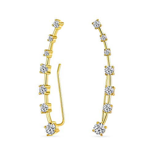Cz Gebogene Kriecher Draht Kubikzirkonia Knorpel Ohrmanschette Pin Ohrring Für Frauen Teenager Gelbgold Plattiert .925 Sterling Silber von Bling Jewelry