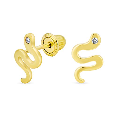 Minimalistische Winzige Mini Garten Reptil Schlange Ohrstecker Für Frauen Teenager Echt 14K Gelbgold Sicherheit Kupplung Schraube Zurück von Bling Jewelry