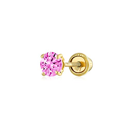 Minimalistische Winzige Zirkonia Rosa Simuliert Rosa Topas Cz Runde Helix Knorpel Ohrläppchen Piercing Daith Runde Solitär 1 Stück Ohrstecker Echt 14K Gelbgold Schraube Zurück 3Mm von Bling Jewelry