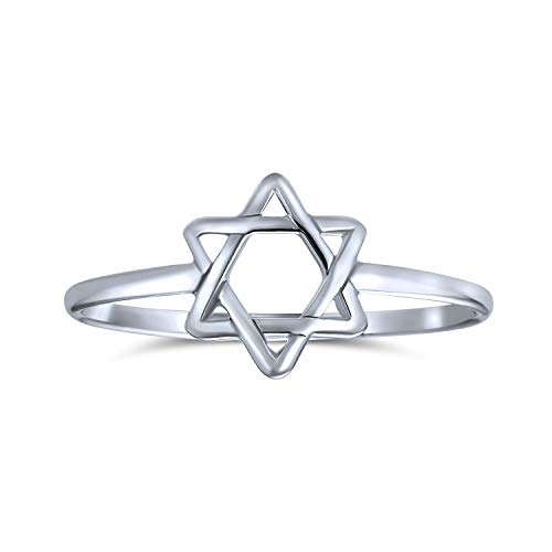 Minimalist Zartes Knuckle Dünne 1Mm Band Stackable Traditional Religiös Magen Judaic Hanukkah Intertwined Star Of David Midi Ring For Freundin Teen Bat Mitzvah .925 Sterling Silver von Bling Jewelry