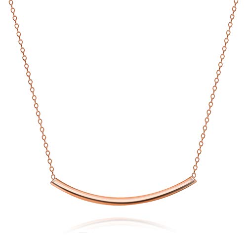 Bling Jewelry Minimalistische zarte dünne seitliche horizontale runde Röhren gebogene Stab-Anhänger-Halskette für Frauen Teenager Rosévergoldet .925 Sterlingsilber Bling Jewelry Minimalistische zarte dünne seitliche horizontale runde Röhren gebogene Stab-Anhänger-Halskette für Frauen Teenager Rosévergoldet .925 Sterlingsilber von Bling Jewelry