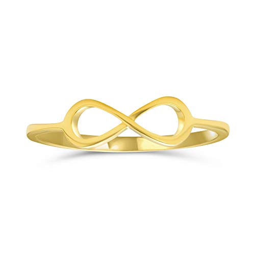 Bling Jewelry Minimalistischer Einfacher Midi-Knöchel-Finger-Stapelbarer Liebesknoten-Unendlichkeitsring Dünnes 1MM Band Für Frauen Teenager Gelb 14K Vergoldet .925 Sterlingsilber von Bling Jewelry