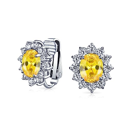 Mode Feierlich Ferien Party Bräutigam Oval Gelb Cubic Zirconia Halo Crown AAA CZ Ohrstecker Clip On Ohrringe Für Frauen Hochzeit Non Pierced Ohr Silber Vergoldet Mode Feierlich Ferien Party Bräutigam Oval Gelb Cubic Zirconia Halo Crown AAA CZ Ohrstecker Clip On Ohrringe Für Frauen Hochzeit Non Pierced Ohr Silber Vergoldet von Bling Jewelry