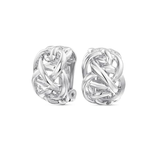 Mode Offene Criss Cross Keltischer Liebesknoten Geflecht Halbkreolen Clip On Ohrringe Für Frauen Nicht Durchstochene Ohren Versilbert von Bling Jewelry