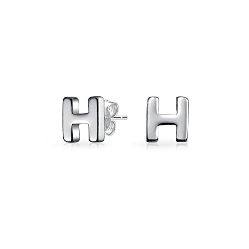 Abc Minimalistisch Bsperren Alphabet Buchstabe Initialee H Ohrstecker Für Teenager Für Frauen .925 Sterling Silber von Bling Jewelry