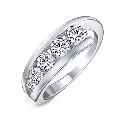 Moderne Braut graduiert Zirkonia AAA CZ Statement Jubiläum Ehering Ring für Frauen .925 Sterling Silber von Bling Jewelry