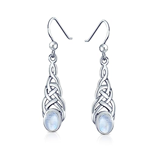 Mondstein Oval Edelstein Irish Liebe Himmlisch Knot Baumelnd Ohrringe Für Frauen Teen .925 Sterling Silber Fish Wire Hook Juni Birthstone von Bling Jewelry