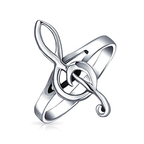 Bling Jewelry Musiker Sänger Student Lehrer Bar Maßnahme Violinschlüssel Note Musik Ring Für Jugendlich Für Frauen .925 Sterlingsilber Dünnes Band von Bling Jewelry