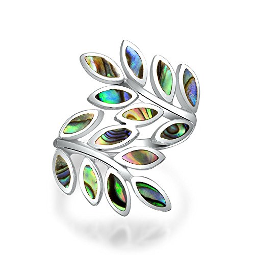 Natur Efeu Regenbogen Muschel Natur Wrap Ivy Laurel Vine Leaf Bypass Abalone Ring Western-Schmuck Für Frauen Teen .925 Sterling Silber von Bling Jewelry