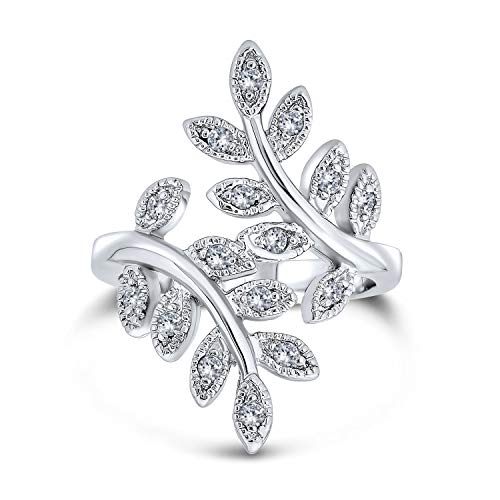 Nature Ivy Vine Leaf Fashion Statement Ring Für Frauen Cubic Zirconia Pave Cz Bypass Versilbertes Messing Nature Ivy Vine Leaf Fashion Statement Ring Für Frauen Cubic Zirconia Pave Cz Bypass Versilbertes Messing von Bling Jewelry