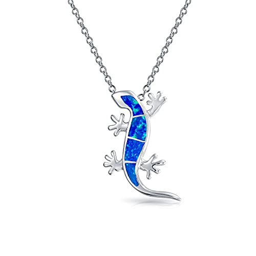 Nautische Tropical Vacation Strand Blau Erstellt Opal Gecko Eidechse Anhänger Halskette Für Frauen Teen .925 Sterling Silber von Bling Jewelry