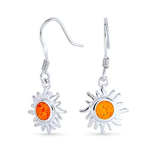 Irradiance Orange Feuer Erstellt Opal Sommer Spaß Sunburst Baumeln Ohrringe Für Frauen Jugendliche .925 Sterling Silber Fisch Draht von Bling Jewelry