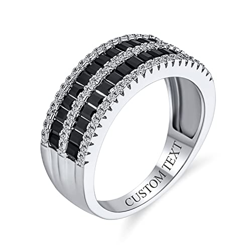 Pave Cubic Zirkonia Zweifarbig breit 4 Reihen Streifen AAA CZ Statement Schwarz & Weiß Hochzeit Halb Ewigkeit Band Ring für Frauen .925 Sterling Silber Custom Gravur von Bling Jewelry
