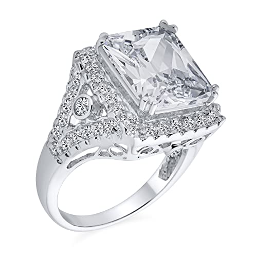 Personalisieren Art Deco Estate Style Big 7 CTW Cocktail Ring AAA CZ Rechteck Radiant Brillant Smaragd Cut Statement Verlobungsring für Frauen Seitenstein .925 Sterling Silber Anpassbar Personalisieren Art Deco Estate Style Big 7 CTW Cocktail Ring AAA CZ Rechteck Radiant Brillant Smaragd Cut Statement Verlobungsring für Frauen Seitenstein .925 Sterling Silber Anpassbar von Bling Jewelry