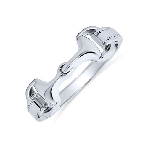 Personalisieren Cowgirl Equestrian Lieber Double Pferd Snaffle Bit Band Ring Western-Schmuck Für Frauen Teen .925 Sterling Silber Brauchizable von Bling Jewelry