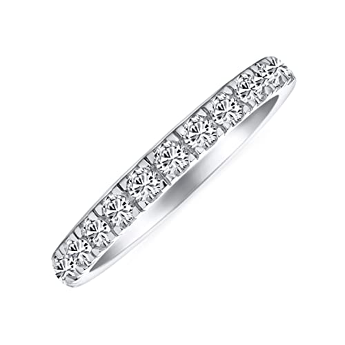 Personalisieren Sie AAA Zirkonia Klarer Runder CZ Halb-Ewigkeit Ring Jubiläums-Ehering für Frauen .925 Sterling Silber 2MM Stapelbare Ringe Anpassbar von Bling Jewelry