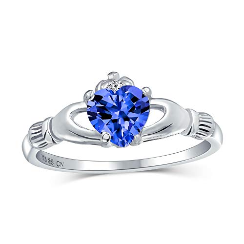 Personalisieren Sie Bff Sorority Sister Solitaire Blue Simuliert Sapphire Cz Himmlisch Irish Friendship Abschlussballise Crown Heart Claddagh Ring Für Frauen Teen .925 Sterling Silber Brauchizable von Bling Jewelry