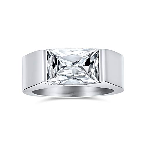 Personalisieren Sie Einfachen Geometrischen 4Ctw Rechteckigen Simulierten Blauen Saphir Oder Klaren Kubischen Zirkonia Smaragd Schliff Aaa Cz Erklärung Verlobungsring Für Männer Silber Ton Edelstahl Personalisieren Sie Einfachen Geometrischen 4Ctw Rechteckigen Simulierten Blauen Saphir Oder Klaren Kubischen Zirkonia Smaragd Schliff Aaa Cz Erklärung Verlobungsring Für Männer Silber Ton Edelstahl von Bling Jewelry