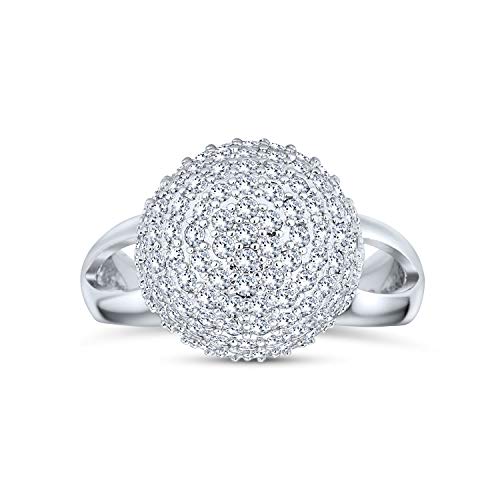 Bling Jewelry Personalisieren Sie Fancy Cocktail Trendy Mode Cubic Zirconia Pave CZ Runde Disco Ball Statement Verlobungsring Für Frauen Mit Split Shank Band .925 Sterlingsilber von Bling Jewelry