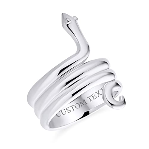 Personalisieren Sie Garten Tier Haustier Reptil Ägyptischen Stack Wrap Coil Serpent Snake Ring Band Frauen Für Teenager .925 Sterling Silber Custom Graviert von Bling Jewelry