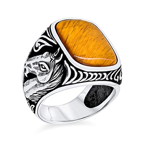 Personalisieren Sie Herren Executive Edelstein Große Braune Tigerauge Reiter Hengst Pferd Ring Western-Schmuck Für Männer Massive Oxidiert .925 Sterling Silber Handgefertigt In Der Türkei Anpassbar von Bling Jewelry