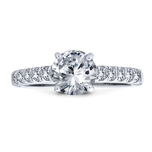 Personalisieren Zeitloses Versprechen 1,75CT AAA CZ Runder Solitär-Verlobungsring im Brillantschliff für Frauen Kubischer Zirkonia Pave Dünnes Band .925 Sterling Silber Anpassbar von Bling Jewelry