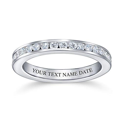 Personalisierte Cubic Zirconia Stackable Kanal Set Eternity Anniversary Wedding Band Ring Sterling Silber Benutzerdefinierte Eingraviert von Bling Jewelry