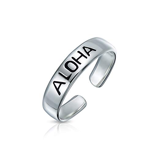 Personalisierte Hawaii Aloha Tropical Strand Dünne Midi Band Toe Ring Für Frauen Silber Sterling Einstellbar Kundenspezifische Gravur von Bling Jewelry