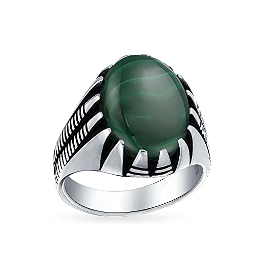 Personalisierte Herren Tier Klaue Set Großen Ovalen Cabochon Edelstein Dunkelgrün Malachit Signet Statement Western Ring Für Männer Oxidiert .925 Silber Handgefertigt In Der Türkei Anpassbar von Bling Jewelry
