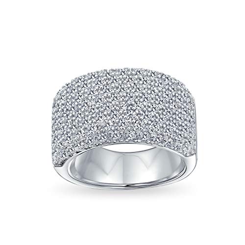 Personalisiertes Micro Pave AAA Zirkonia Cocktail Jubiläum Wide CZ Pave Jubiläum Statement 1/2 Ewigkeit Ehering Ring für Frauen .925 Sterling Silber anpassbar von Bling Jewelry