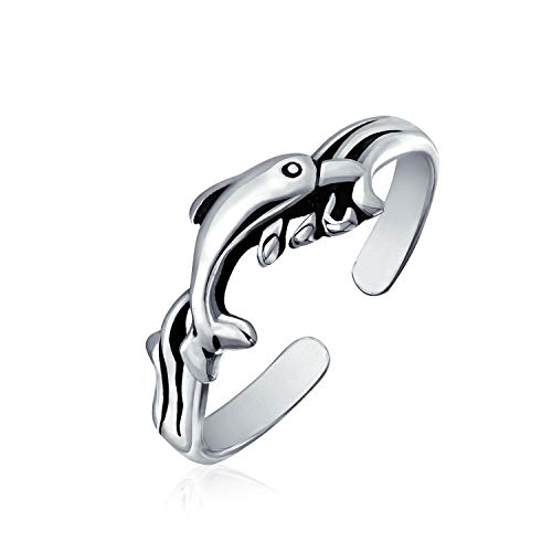 Personalisierter Nautischer Aloha Tropischer Urlaub Hawaiianischer Delfin Midi Zehenring Für Frauen Für Teenager Poliertes .925 Sterling Silber Verstellbar von Bling Jewelry