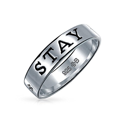 Bling Jewelry Verpflichtungsworte Mantra Bleib Stark Reinheit Versprechen Ewigkeit Band Ring Für Teenager Frauen Oxidiertes .925 Sterlingsilber von Bling Jewelry