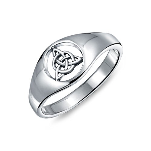 Personalisierte Unisex Alten Wikinger Keltischen Unendlichkeit Trinity Knot Triquetra Siegelring Für Frauen Oxidiert .925 Sterling Silber Anpassbar von Bling Jewelry