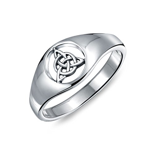 Personalisierter Unisex Antiker Wikinger keltische Unendlichkeit Trinity Knot Triquetra Siegelring für Frauen .925 Sterling Silber anpassbar von Bling Jewelry