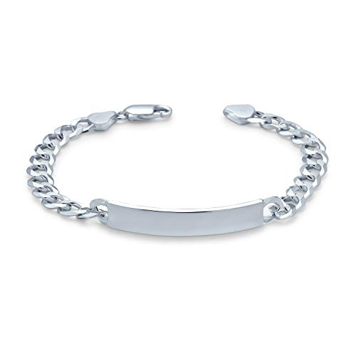 Personalisierter Bar Name Plated Identifikations Id Armband Für Männer 6 MM Diamantgeschnittene Miami Cuban Curb Link Kettenglied 200 Gauge .925 Sterling Silber 8 Zoll Anpassbar von Bling Jewelry