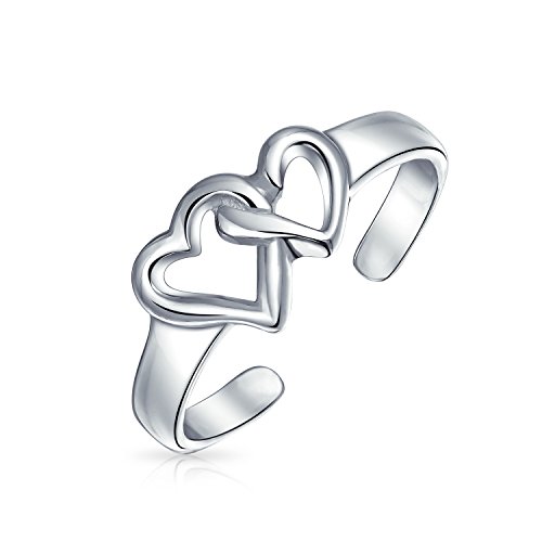 Personalisierter Romantischer Midi Mittelfinger Doppel Offener Ineinandergreifender Herzen Zehenring Für Frauen Teenager Poliert .925 Silber Sterling Verstellbar Individuell Graviert von Bling Jewelry