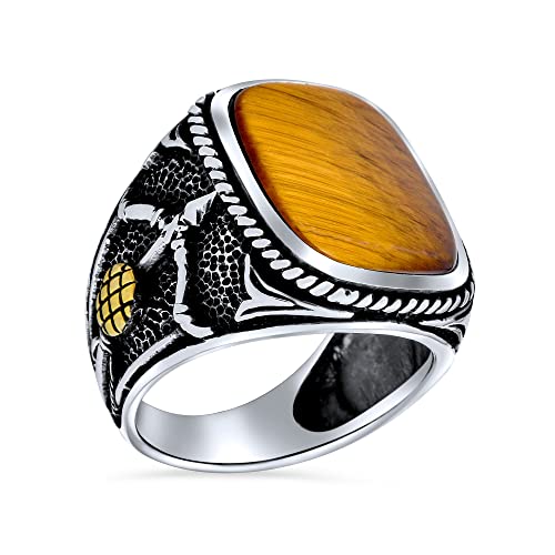 Personalisieren Sie Männer Westlichen Edelstein Großen Braunen Tiger Eye Archery Sport Mann Bogenschütze Bogen & Pfeil Ring Für Männer Massive Oxidiert .925 Sterling Silber Handgefertigt In Der Türkei von Bling Jewelry