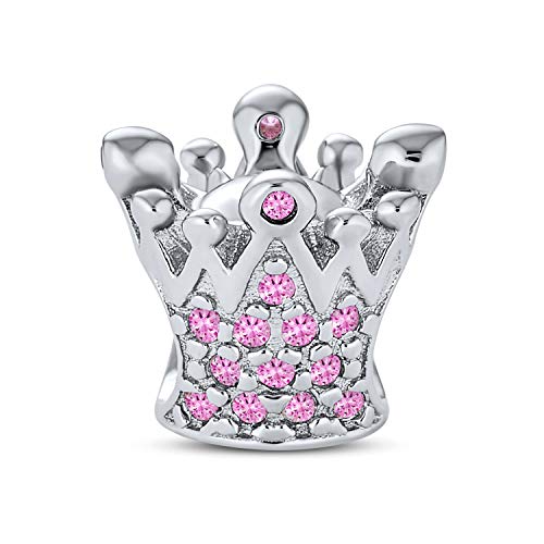 Bling Jewelry Prinzessin Königin Krone Royalty Rosa Fuchsia Kristall Bead Charm .925 Sterlingsilber Bead Für Europäische Armband Für Frauen von Bling Jewelry