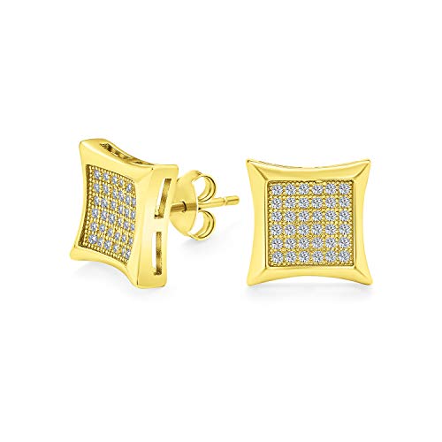 Quadratische Zirkonia Mikropavé CZ Kite Ohrstecker Für Männer Vergoldet 925Er Sterlingsilber 5 MM von Bling Jewelry